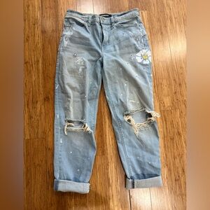 Express Girlfriend High Rise Embellished Jeans